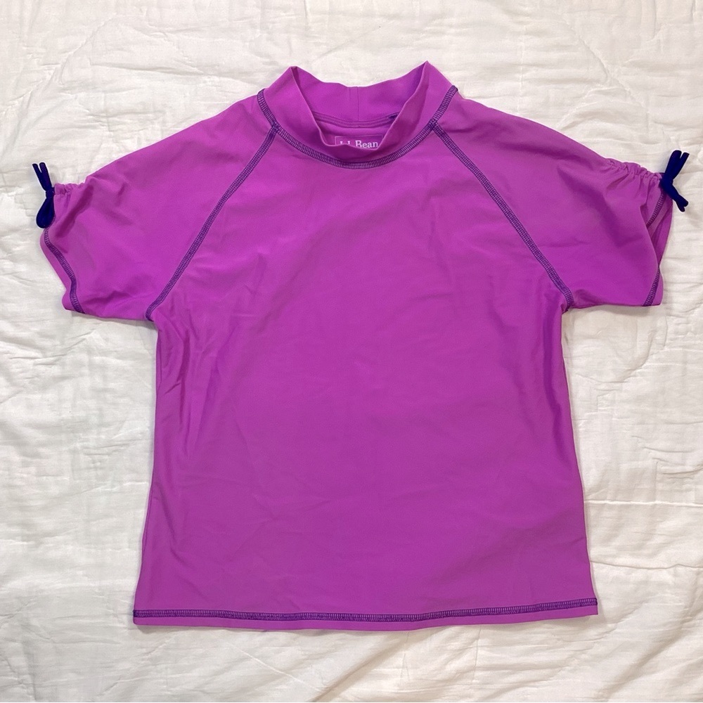 Girls LL Bean Surf Shirt Rashguard Swim Shirt Bold Lilac Medium 10-12